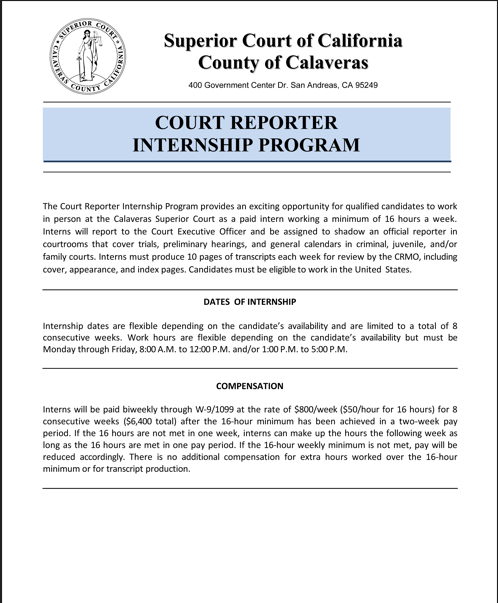 Career Opportunities Superior Court of California County of Calaveras